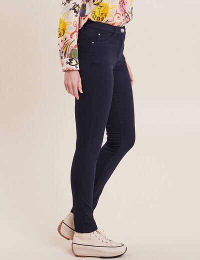 Pantalon léger taille standard long bleu marine femme