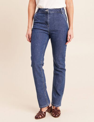 Jean coupe droite taille haute denim stone femme