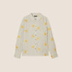 Chemise manches longues brodée jaune femme