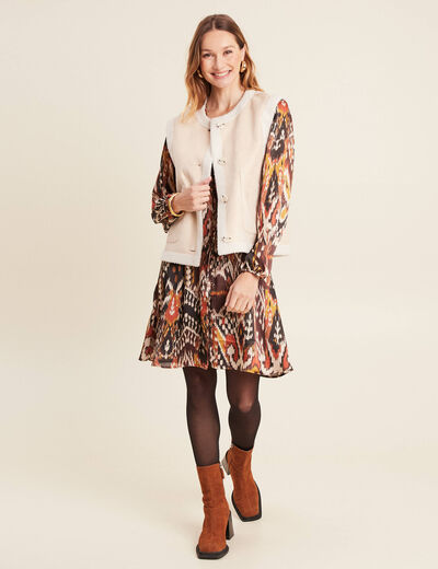 Gilet réversible laine mouton beige femme