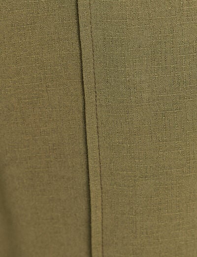 Pantalon large 7/8&egrave;me taille haute vert kaki femme