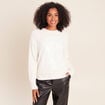 Pull col rond ecru femme