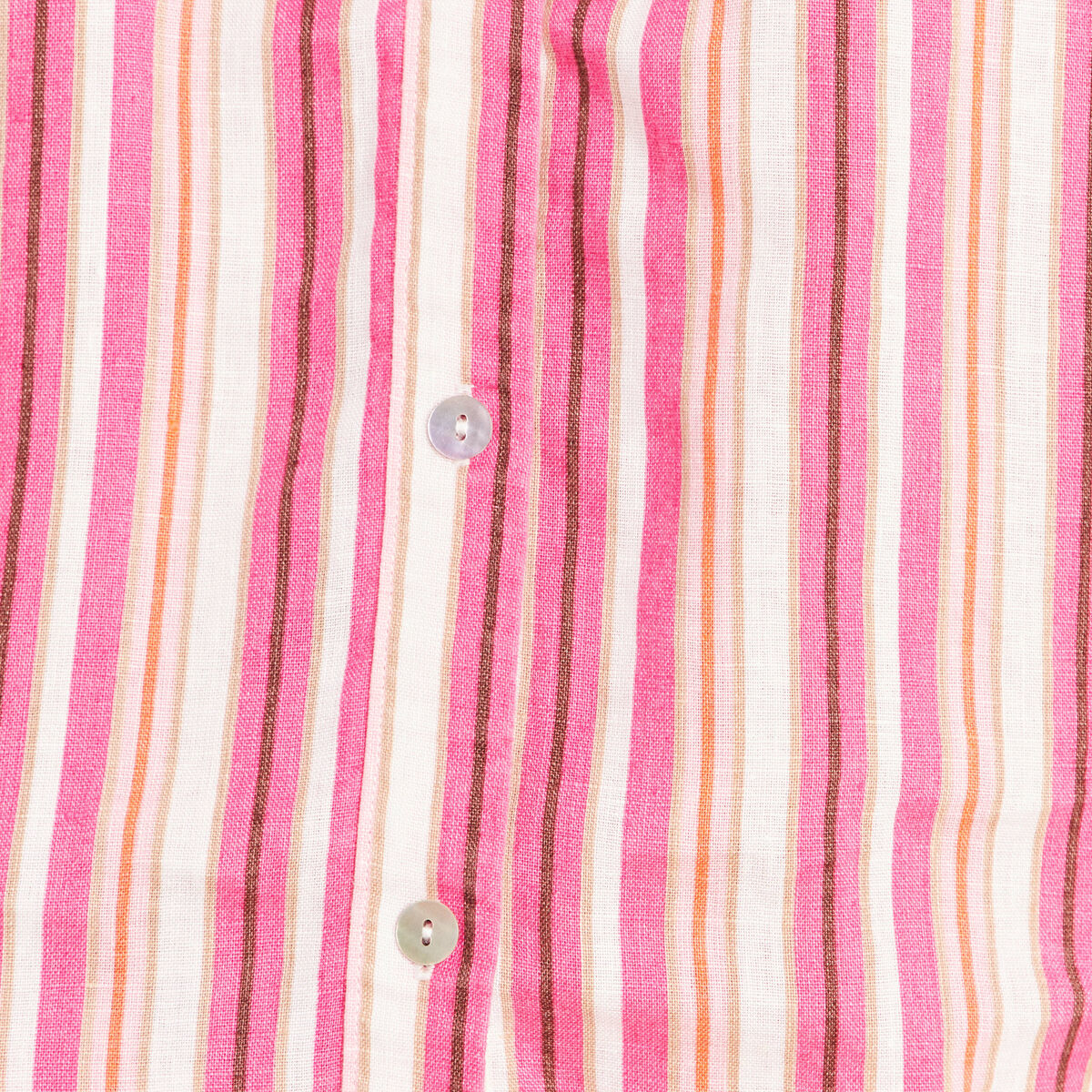 Chemise ample manches courtes aspect lin rose femme