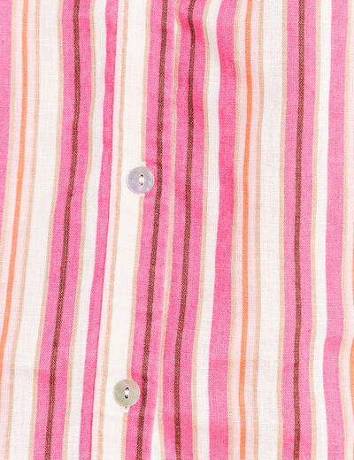 Chemise ample manches courtes aspect lin rose femme