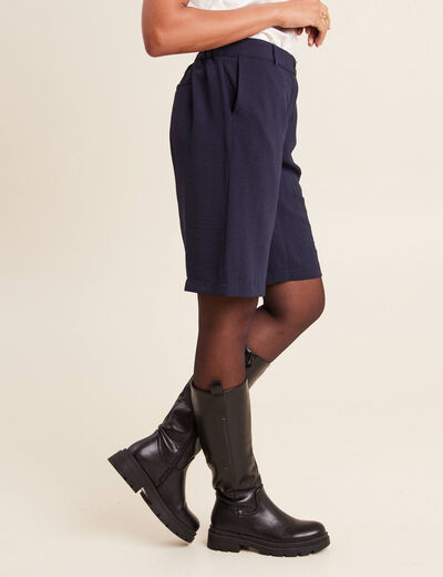 Bermuda ajusté bleu foncé femme