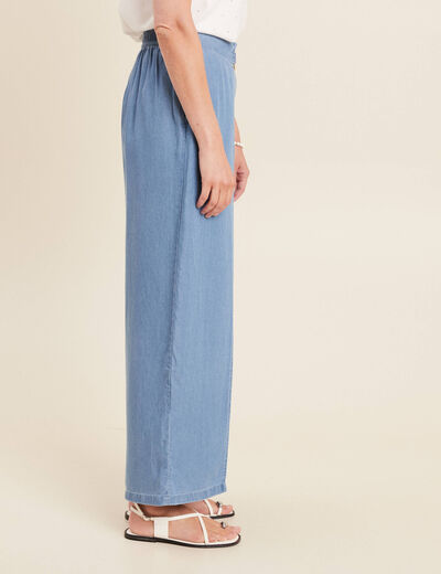 Pantalon large avec pans denim double stone femme