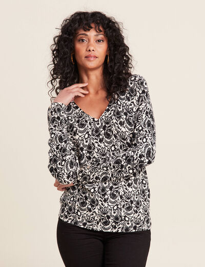Pull manches longues blanc femme
