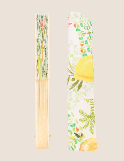 Eventail imprimé jaune citron femme