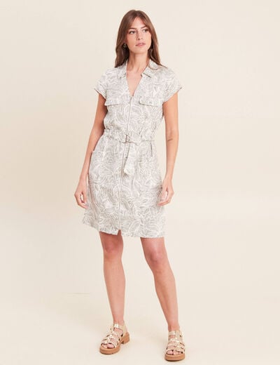 Robe droite zipp&eacute;e gris femme