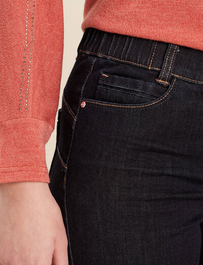 Jean droit taille basculée denim brut femme