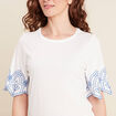 T-shirt manches courtes brodé blanc femme