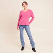 Pull col v manches longues rose fushia femme