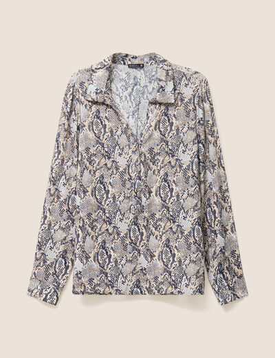 Blouse fluide manches longues beige femme