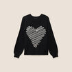 Pull col rond manches longues noir femme