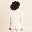 Blazer droit long manches 3/4 doubl&eacute; beige femme