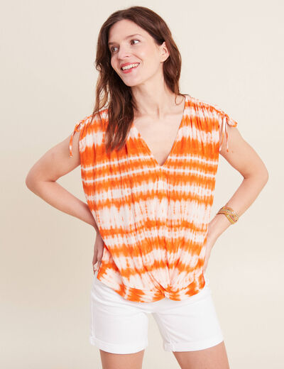 Blouse sans manches orange femme