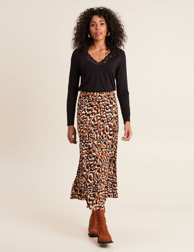 Jupe longue évasée noir femme