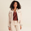 Veste en jean brod&eacute;e denim beige femme