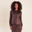 Chemise droite manches longues marron fonc&eacute; femme