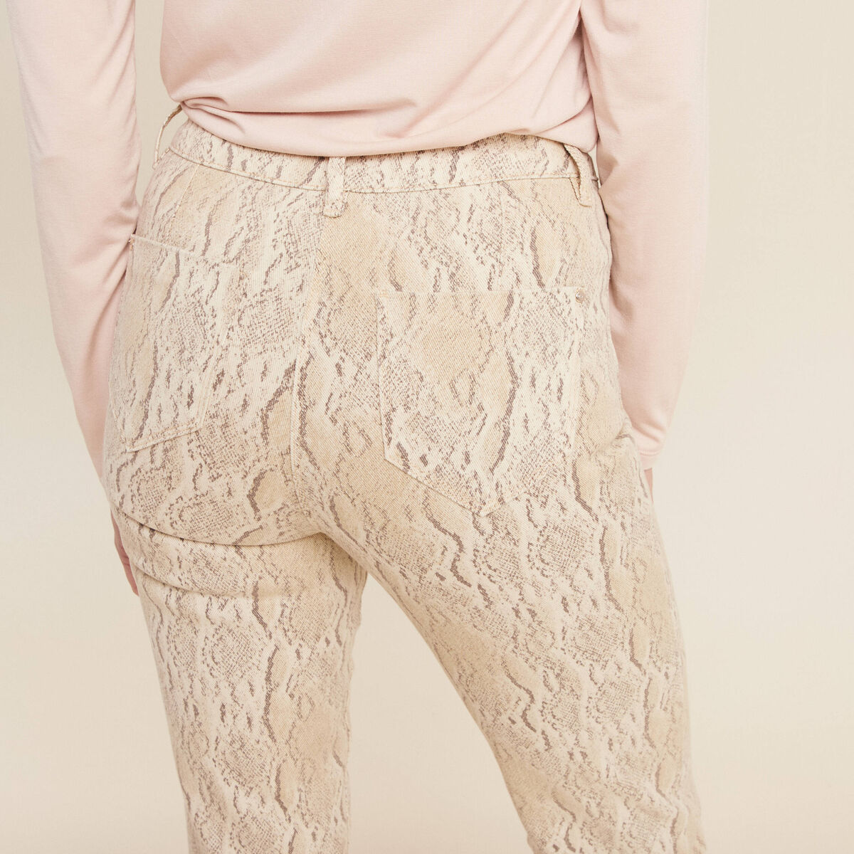 Pantalon 7/8ème taille haute beige femme