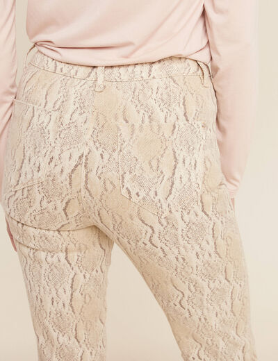 Pantalon 7/8ème taille haute beige femme