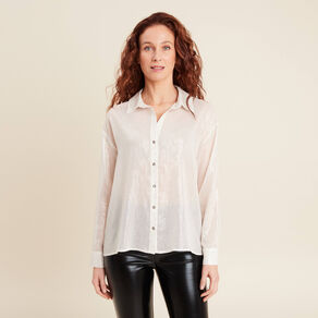 Chemise manches longues irisée blanc femme