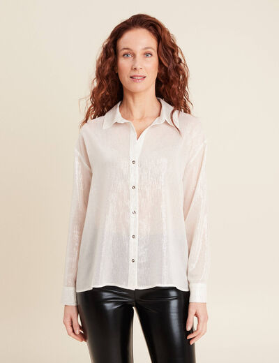 Chemise manches longues irisée blanc femme