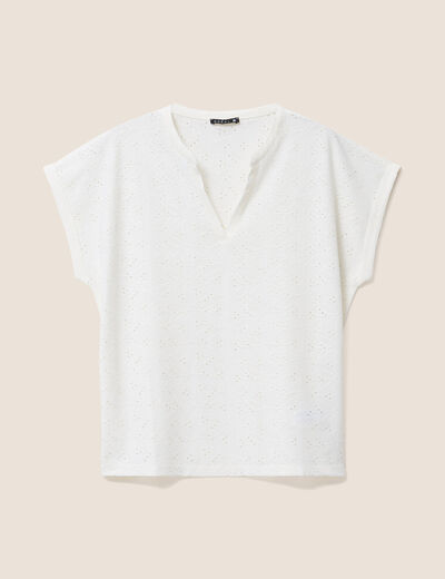 T-shirt droit manches courtes ecru femme