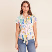 Chemise ajust&eacute;e courte manches courtes multicolore femme