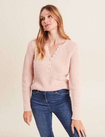 Pull manches longues vieux rose femme