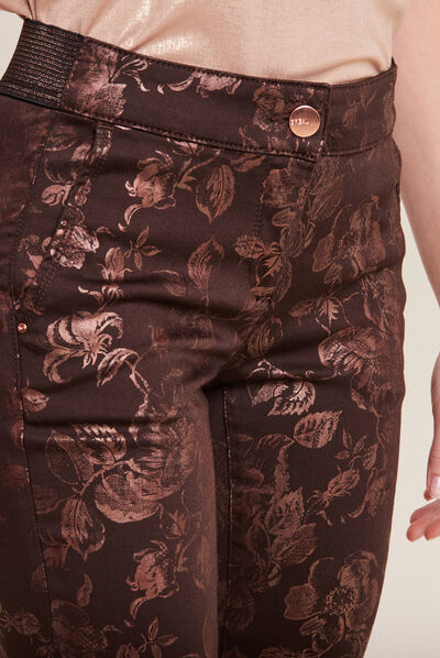 Pantalon ajusté marron femme