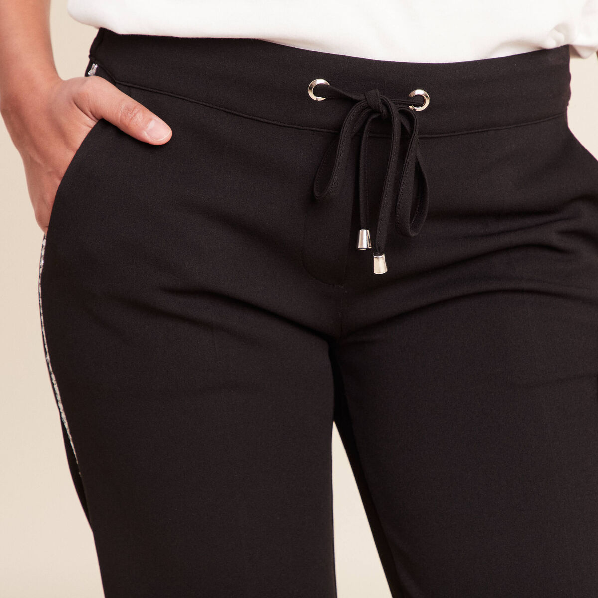 Pantalon taille standard noir femme