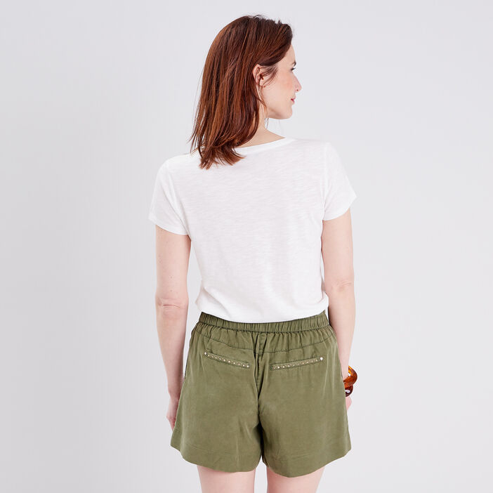 T-shirt manches courtes ecru femme