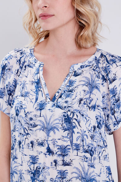 Blouse manches courtes blanc femme