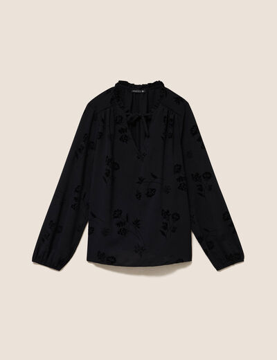 Blouse fluide manches longues noir femme