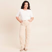 Pantalon coupe mom long ivoire femme
