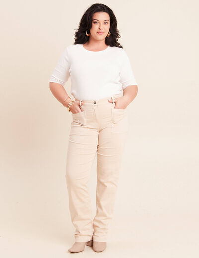 Pantalon coupe mom long ivoire femme