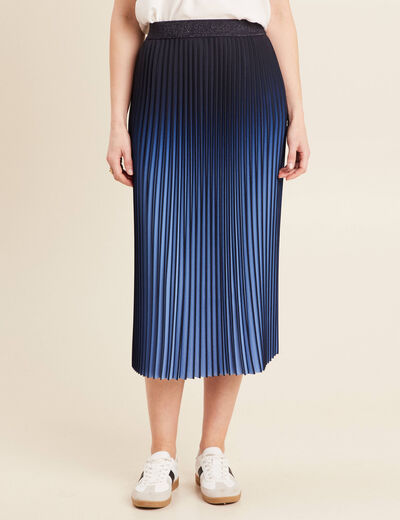 Jupe midi patineuse plissée bleu ciel femme