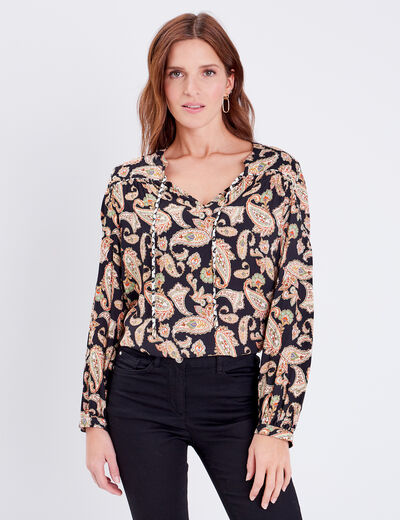 Blouse manches longues noir femme