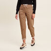 Pantalon coupe droite à coulisse taupe femme