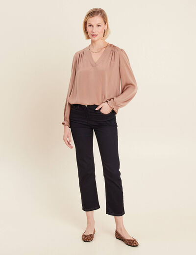 Blouse manches longues satin sable femme