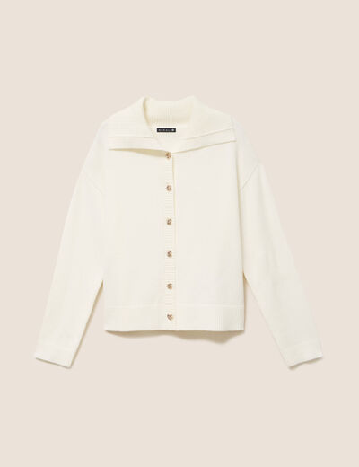 Gilet col camionneur ecru femme