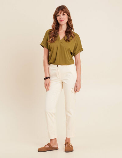 T-shirt manches courtes vert kaki femme