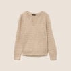 Pull col tunisien manches longues beige femme