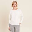 Pull manches longues strass ecru femme