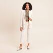 Blazer droit long manches 3/4 doubl&eacute; beige femme