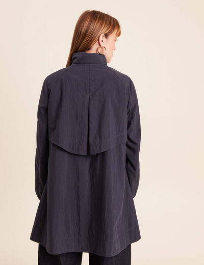 Parka cintr&eacute;e longue doubl&eacute;e bleu fonc&eacute; femme