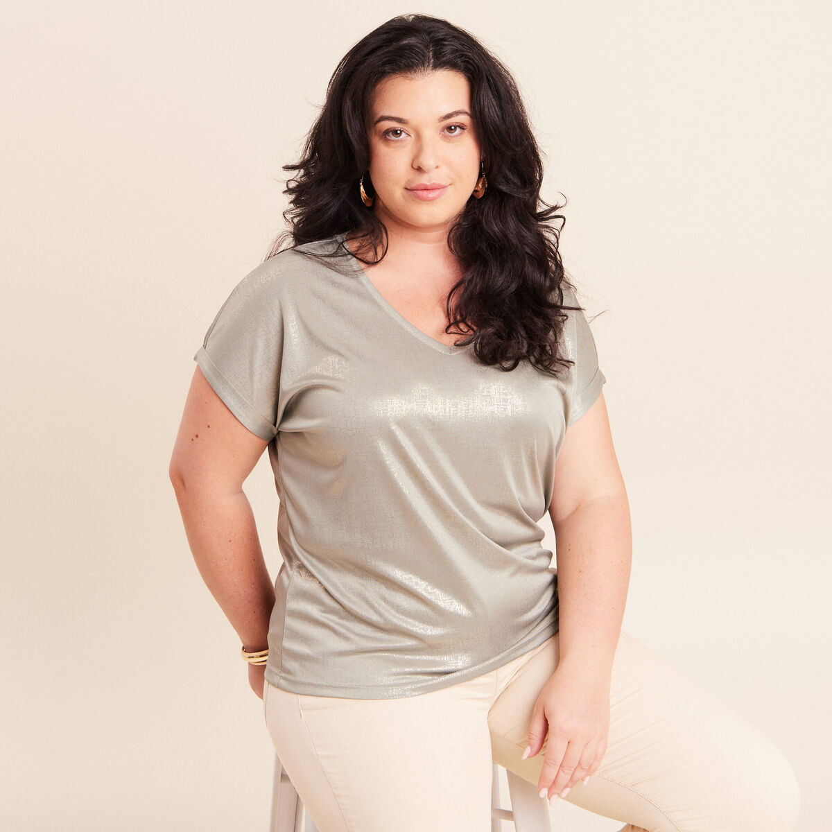 T-shirt manches courtes vert clair femme