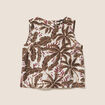 Blouse sans manches col rond fluide marron femme