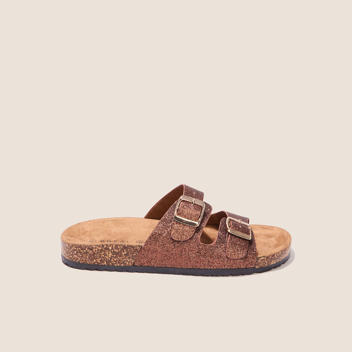 Mules à paillettes couleur cuivre femme